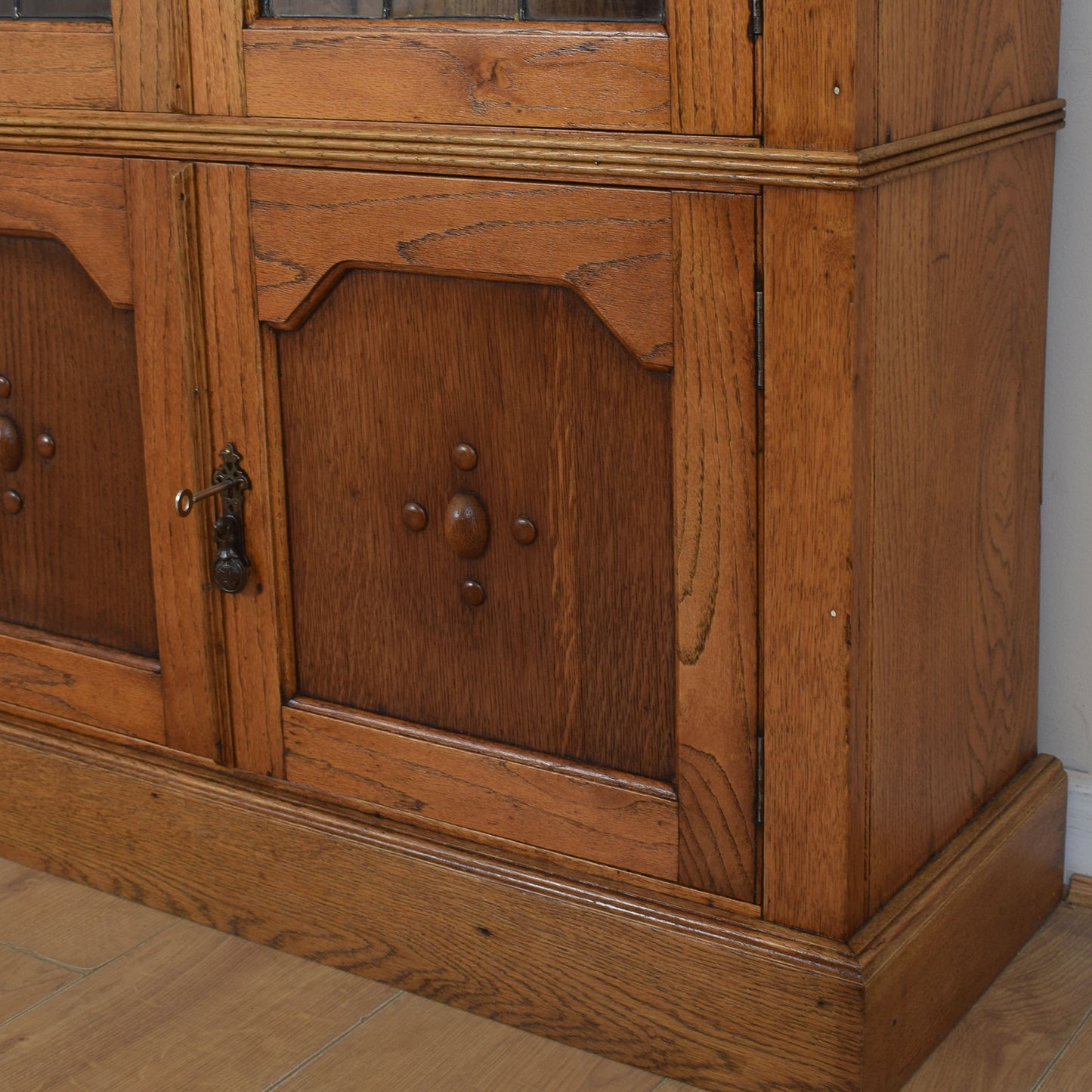 Tall Oak Glazed Bookcase Unit
