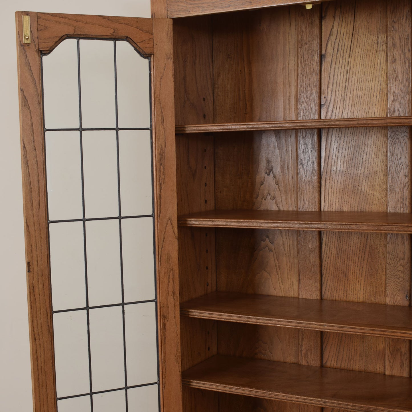 Tall Oak Glazed Bookcase Unit