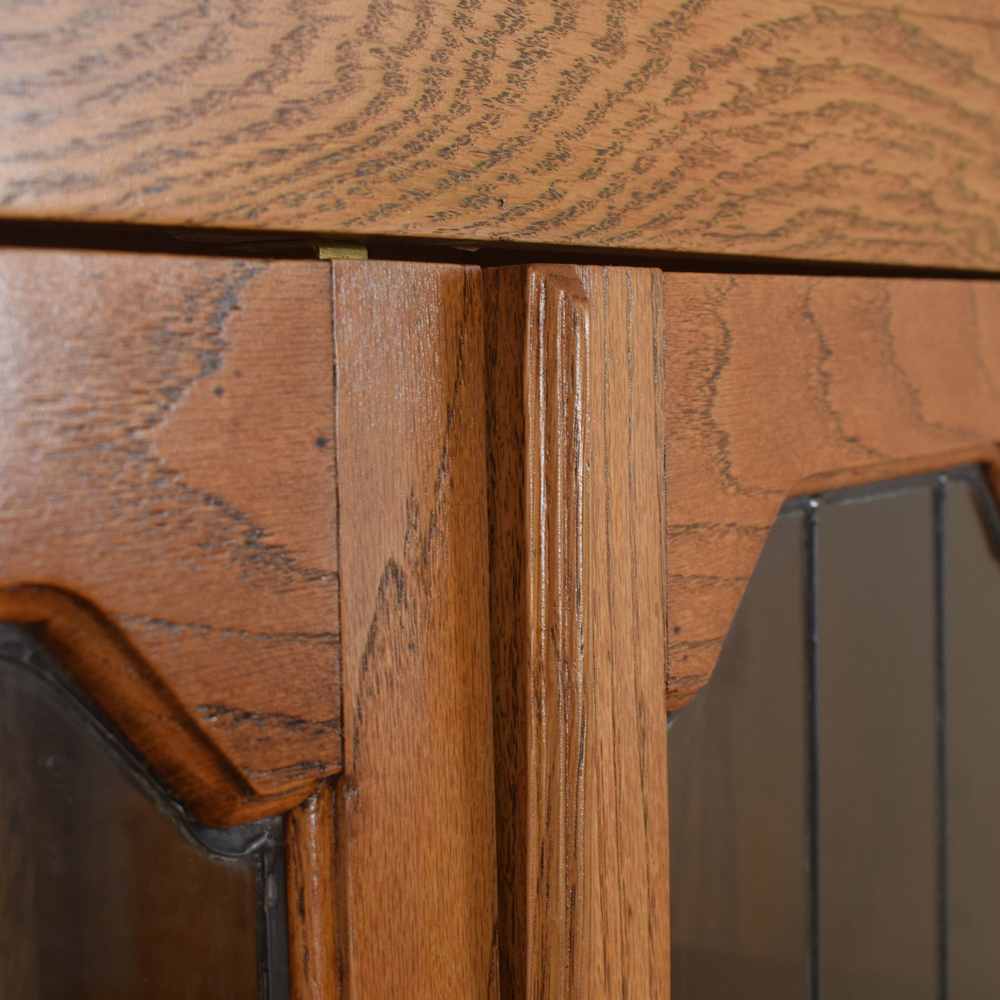Tall Oak Glazed Bookcase Unit