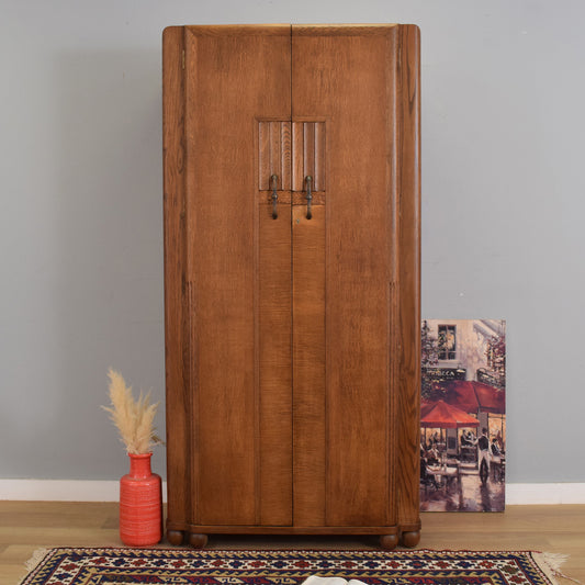Refinished Oak Veneer Gents' Wardrobe