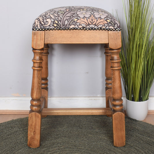 Upholstered Oak Stool