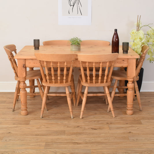 Pine Table And Six Chairs