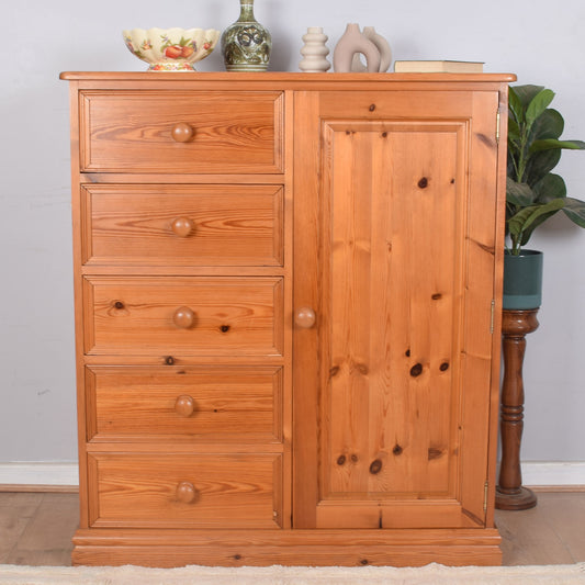 Pine Chest of Drawers with Hanging Space