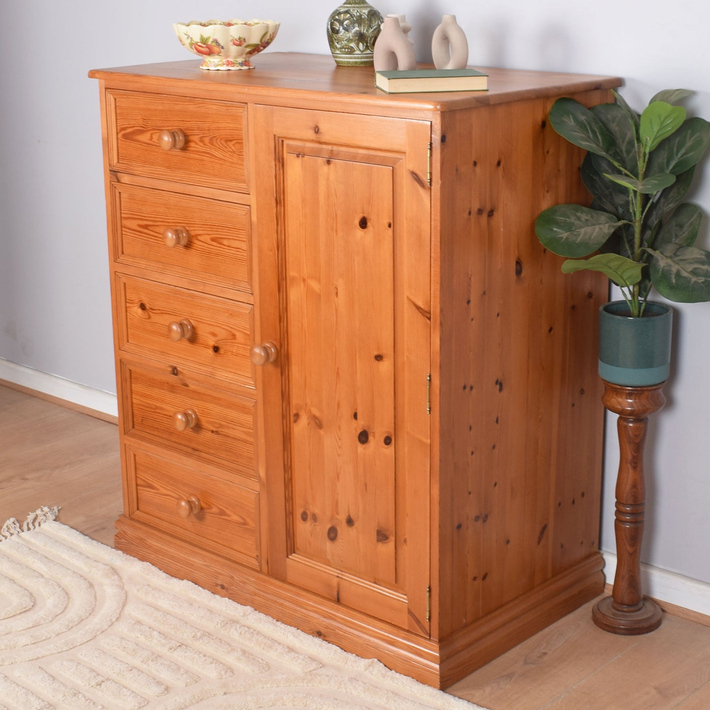 Pine Chest of Drawers with Hanging Space