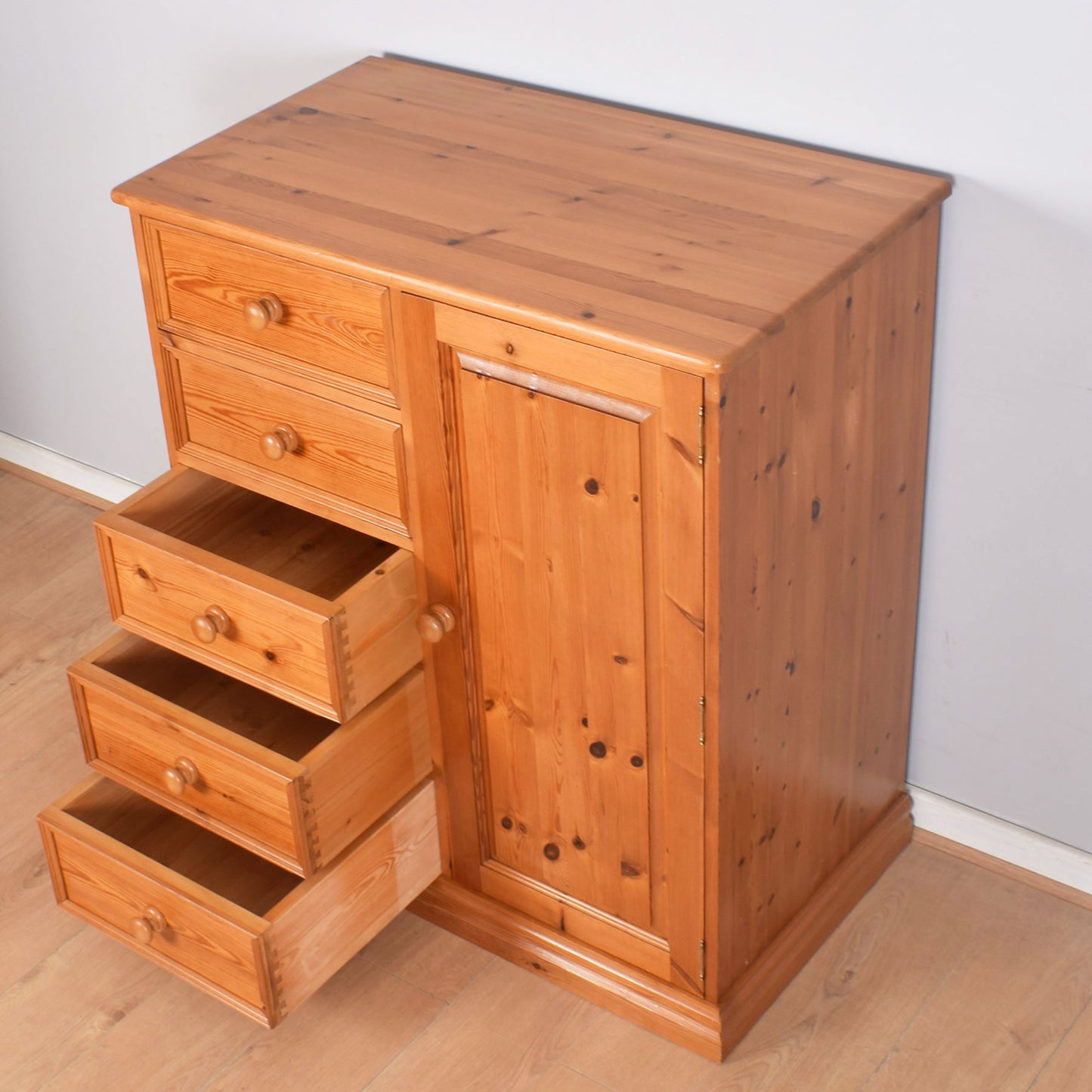 Pine Chest of Drawers with Hanging Space