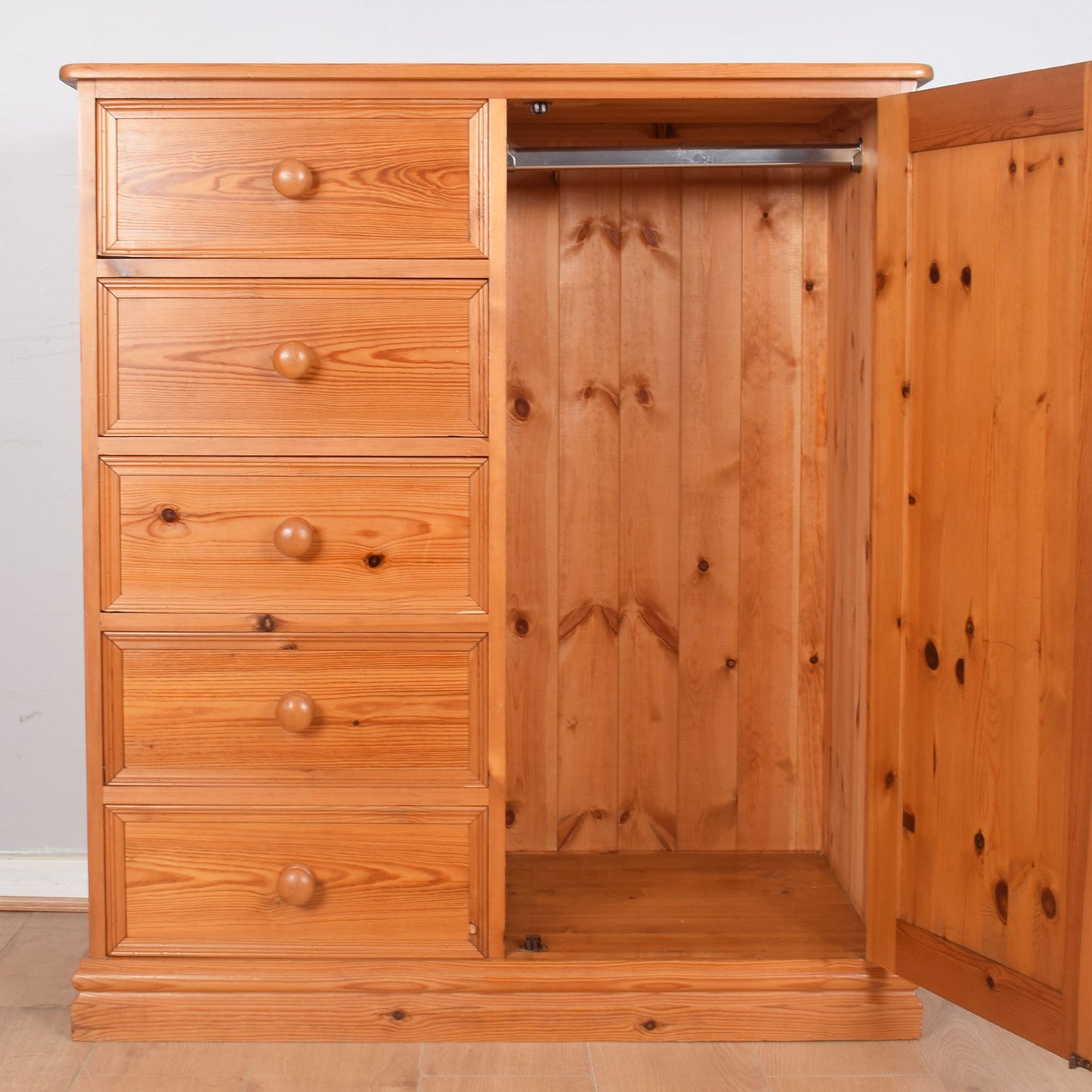 Pine Chest of Drawers with Hanging Space