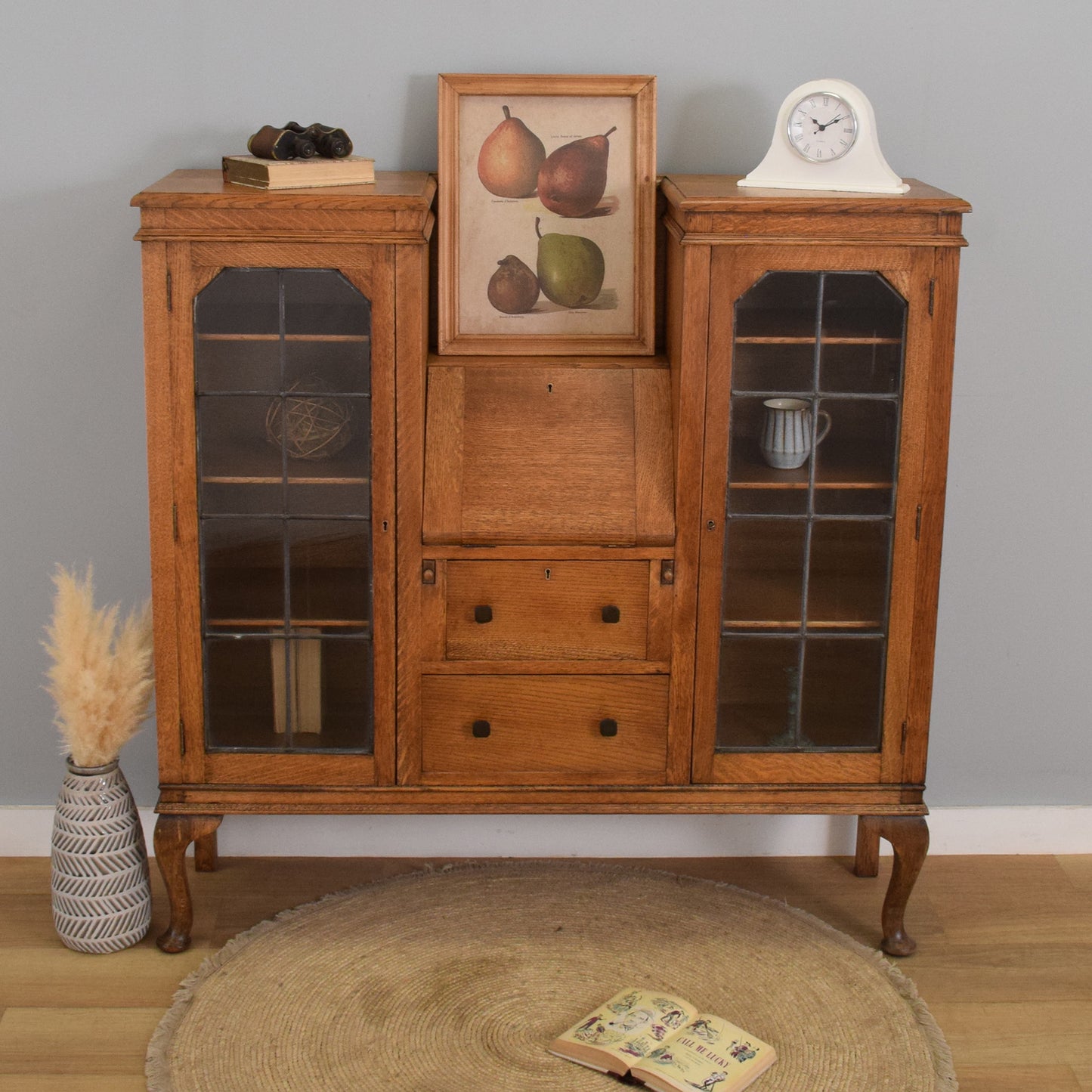 Oak Side-By-Side Bureau Bookcase