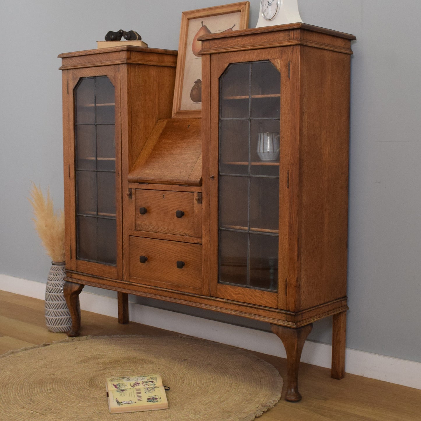 Oak Side-By-Side Bureau Bookcase