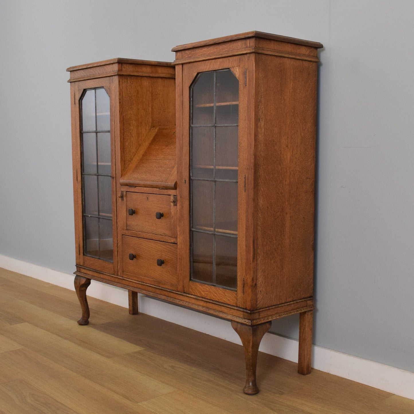 Oak Side-By-Side Bureau Bookcase