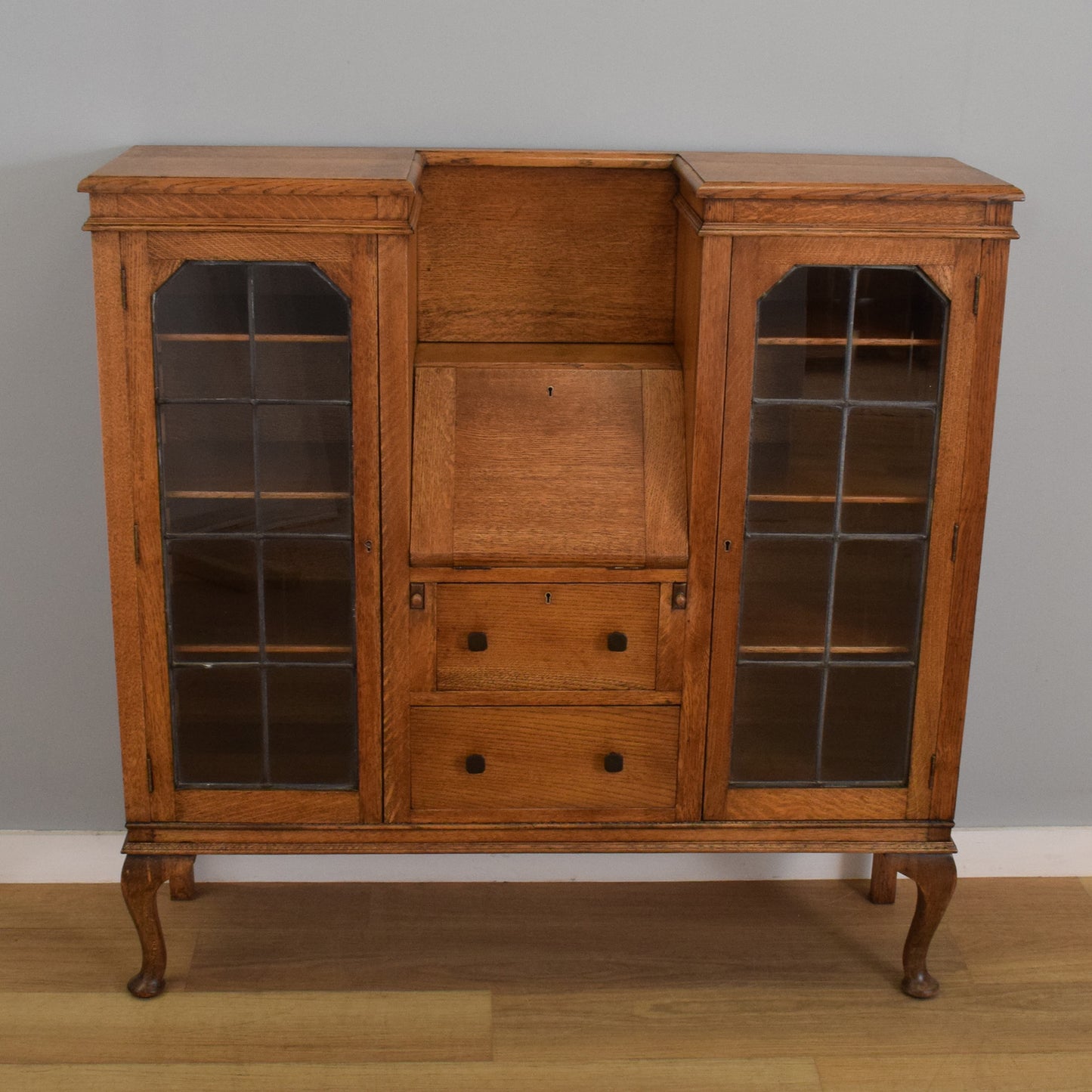 Oak Side-By-Side Bureau Bookcase