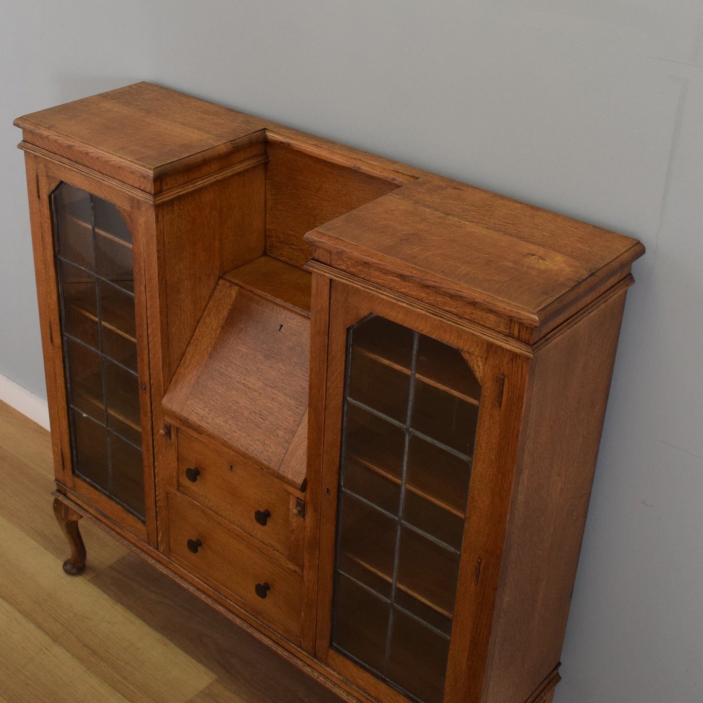 Oak Side-By-Side Bureau Bookcase