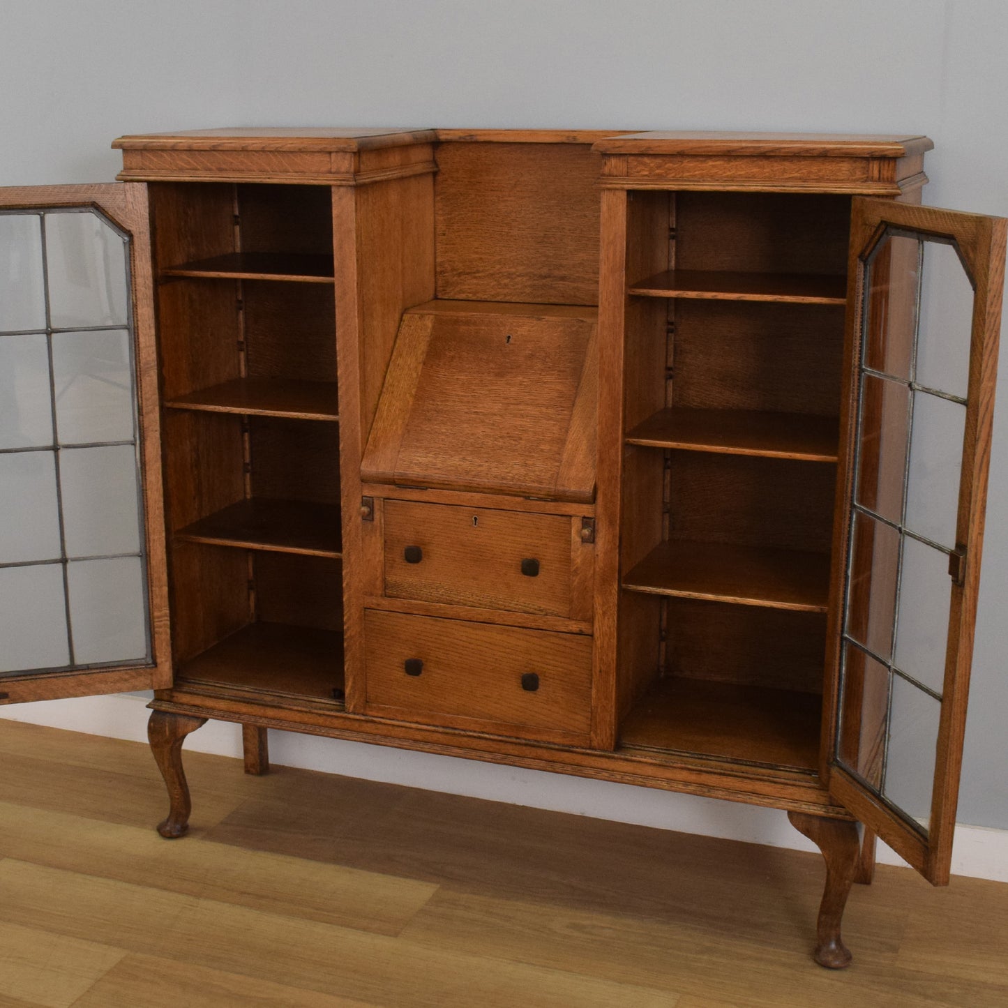 Oak Side-By-Side Bureau Bookcase