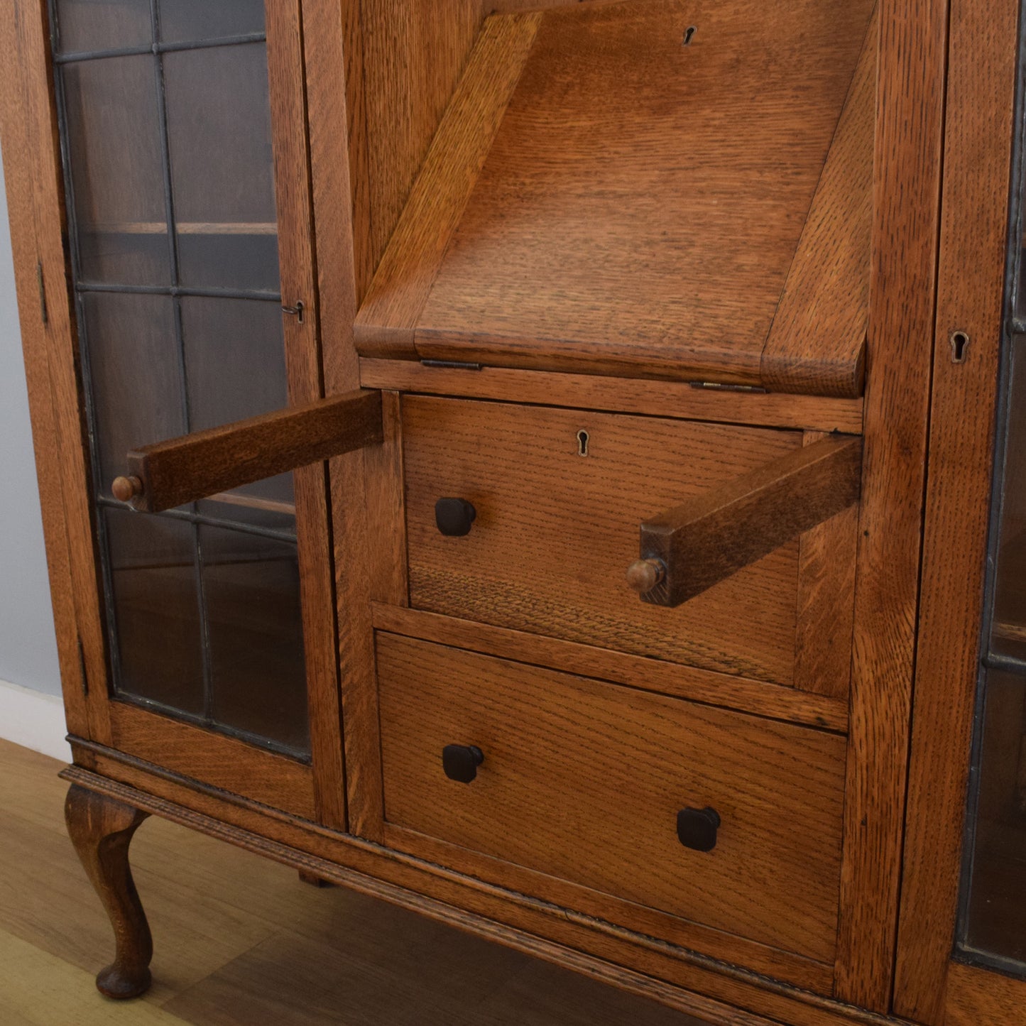 Oak Side-By-Side Bureau Bookcase