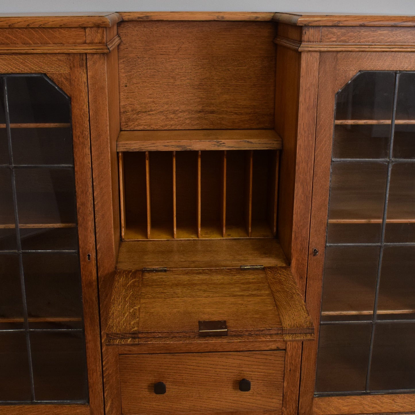 Oak Side-By-Side Bureau Bookcase