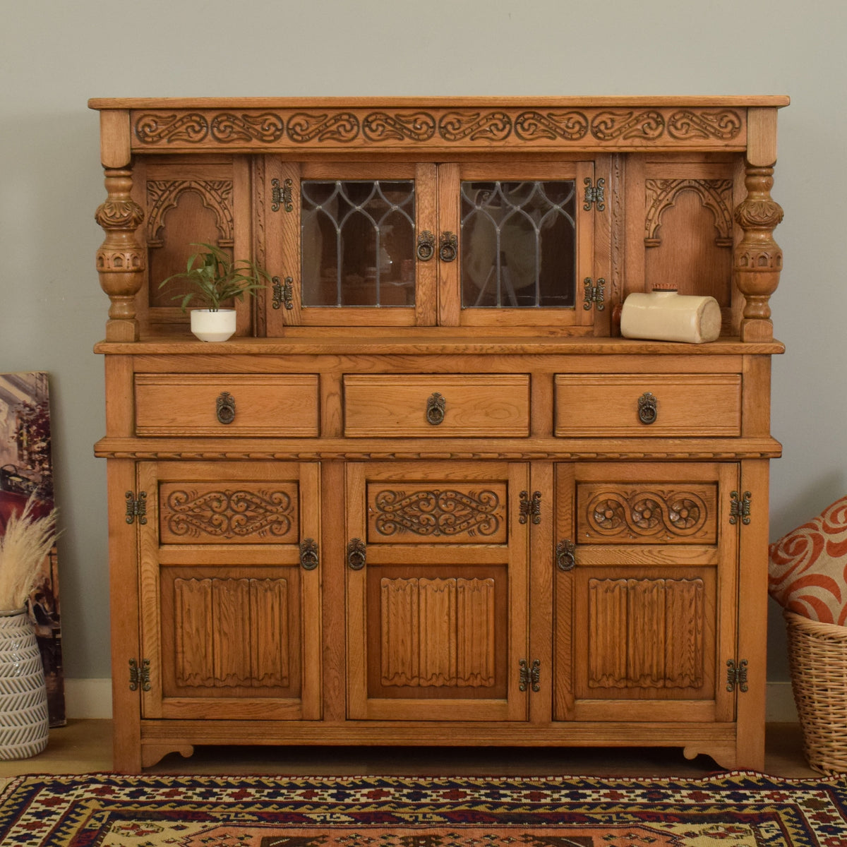 Glazed Oak Court Cabinet