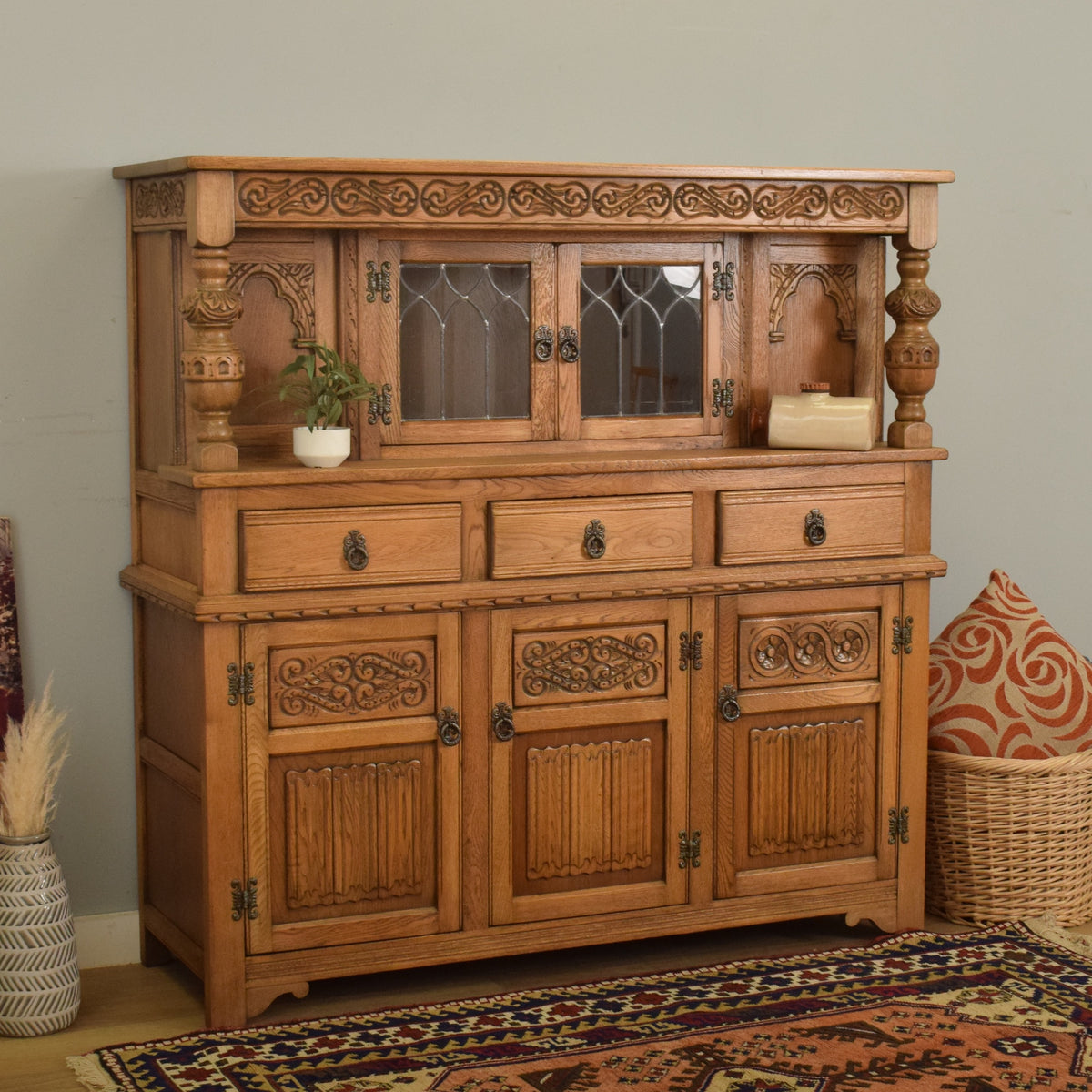 Glazed Oak Court Cabinet