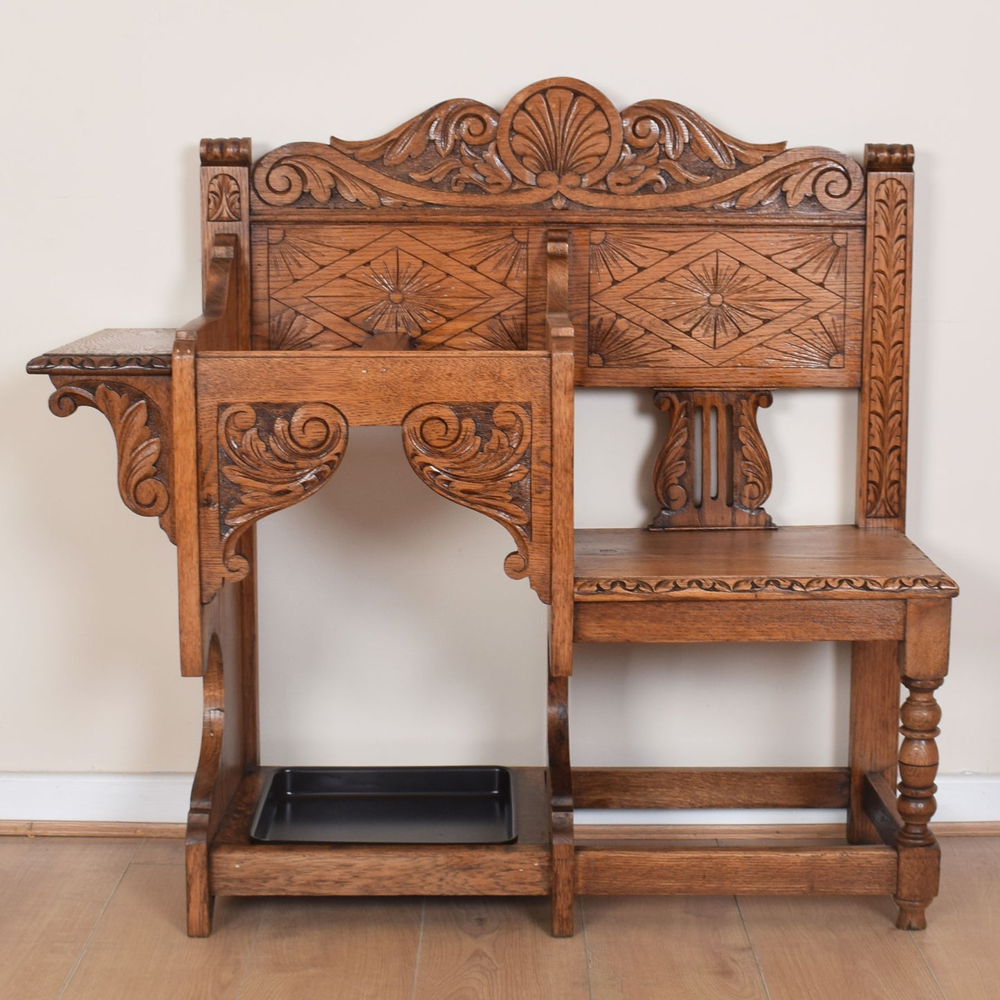 Ornate Bench with Umbrella Stand