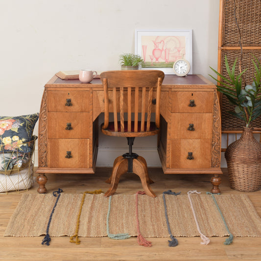Oak Captain's Desk And Chair