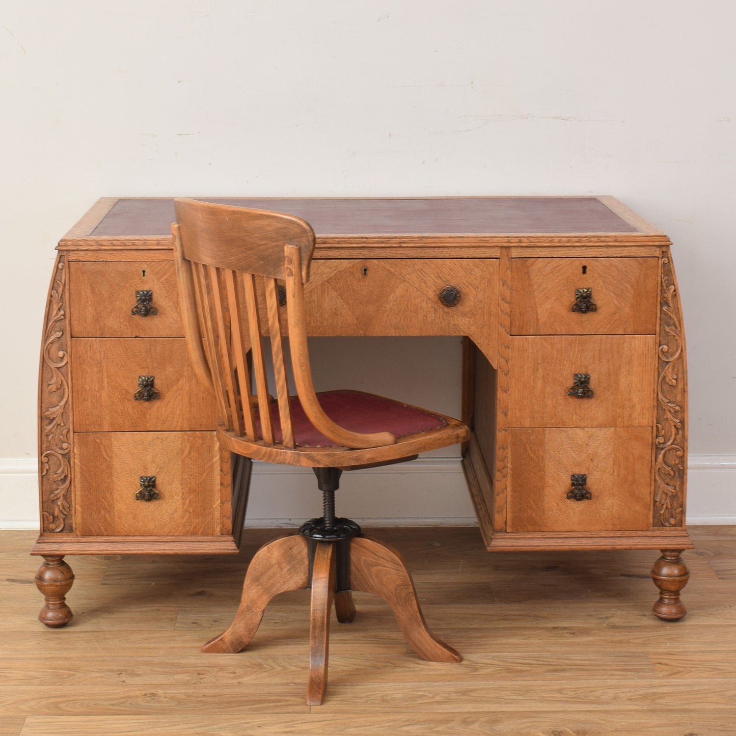 Oak Captain's Desk And Chair