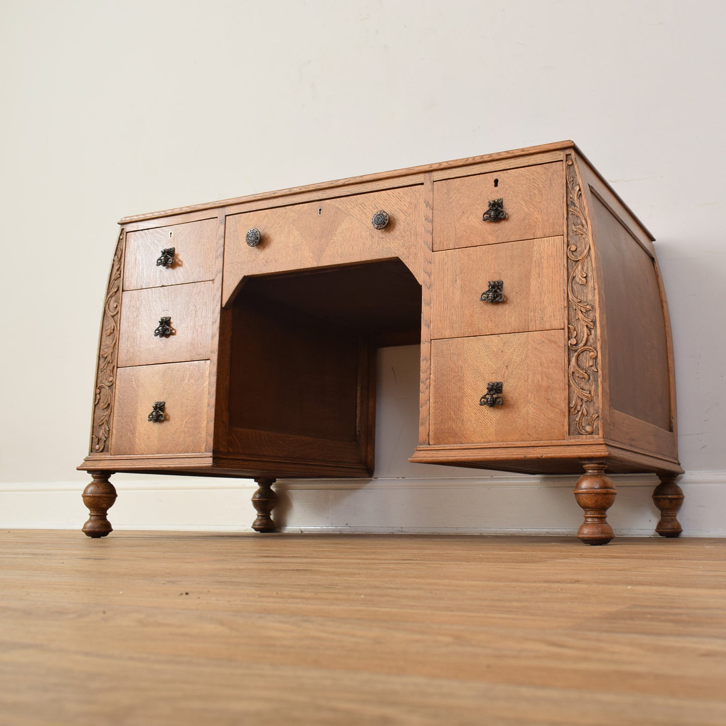 Oak Captain's Desk And Chair