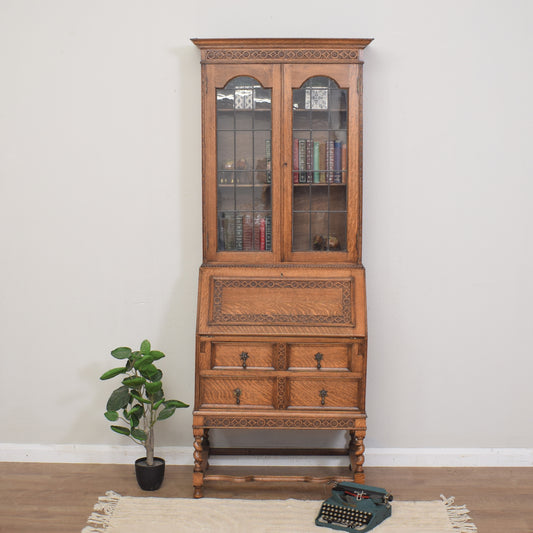 Restored Traditional Oak Bureau Bookcase