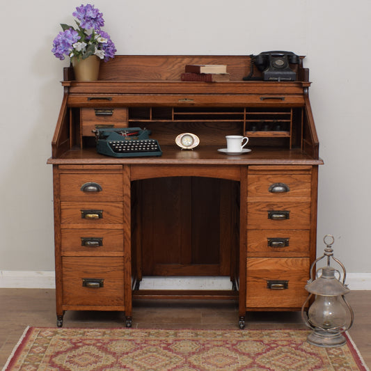 Restored Oak Roll-top Desk