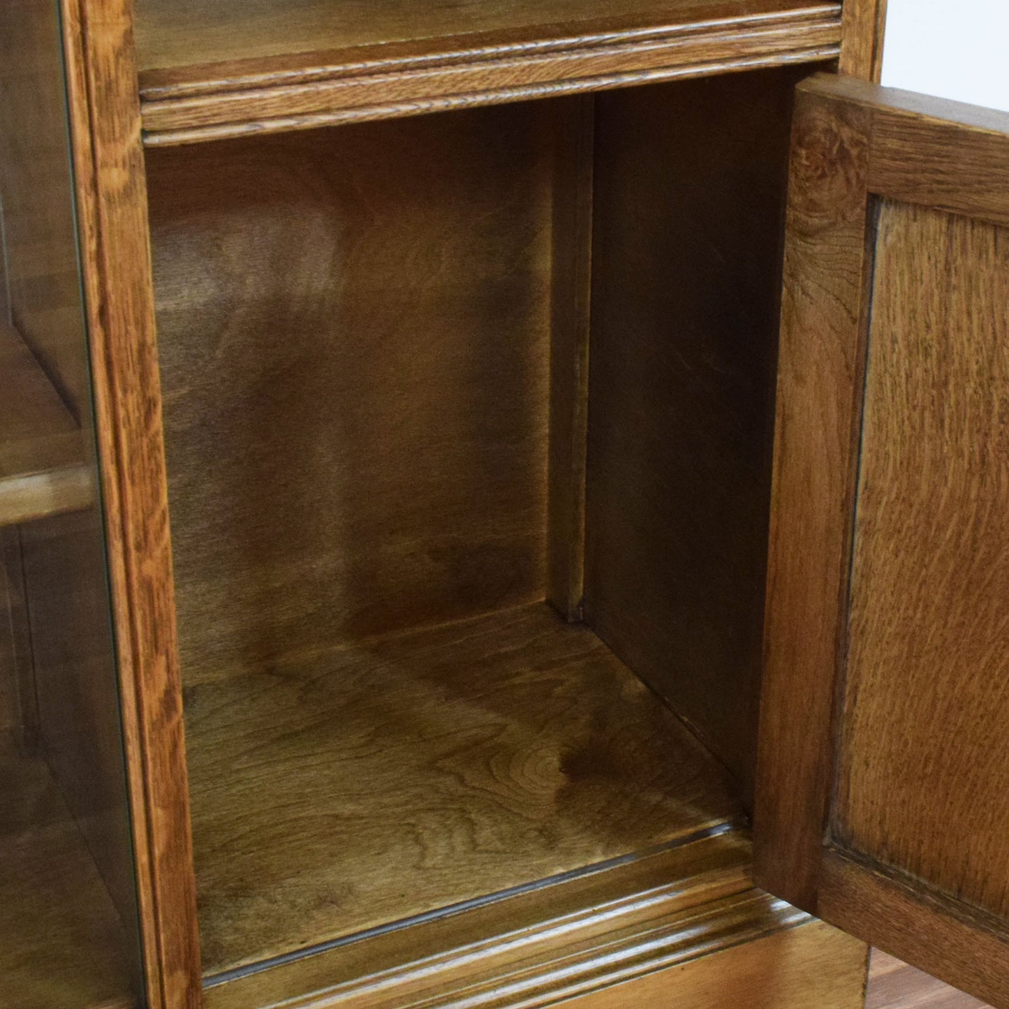 Restored Oak Linenfold Low Bookcase