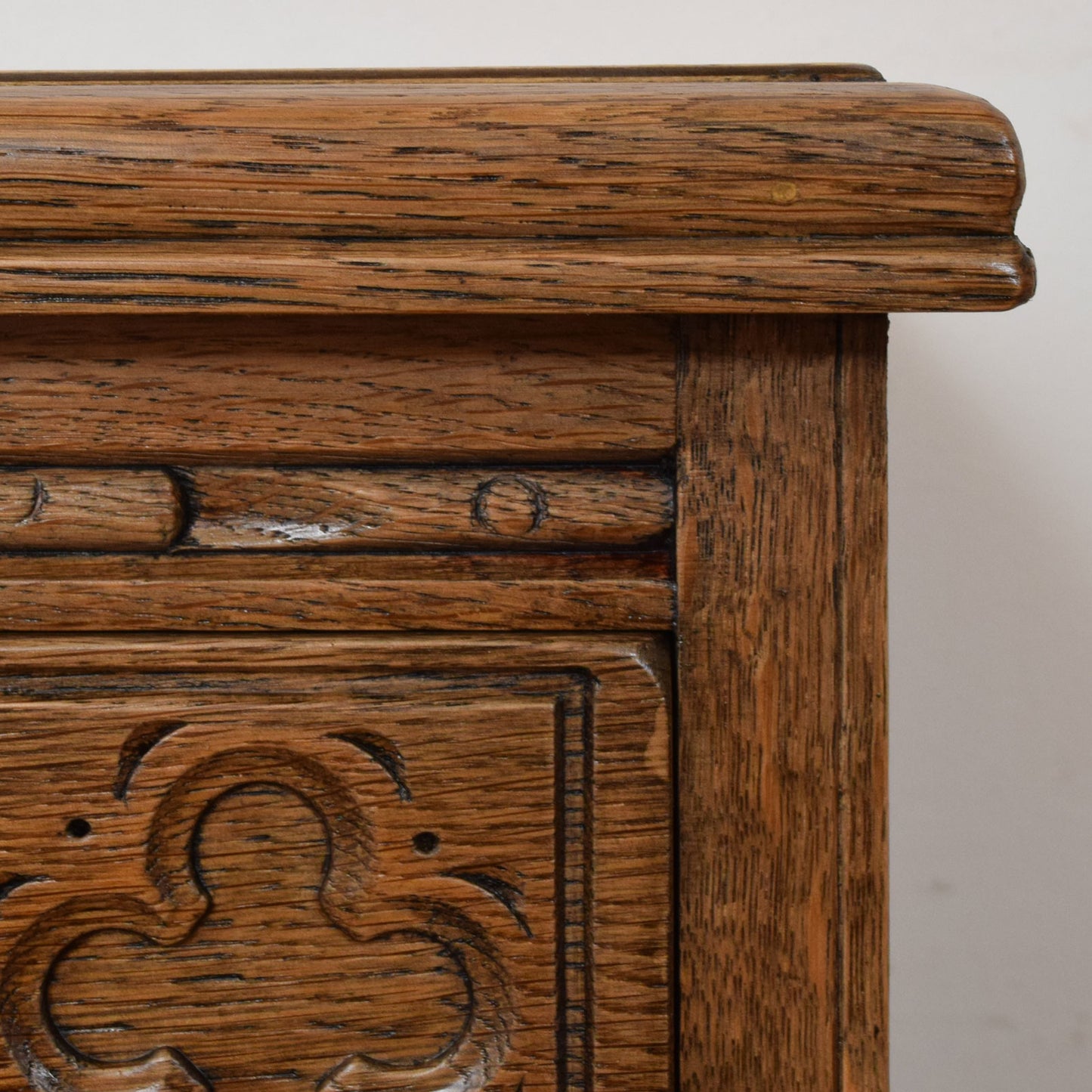 Restored Oak Linenfold Low Bookcase