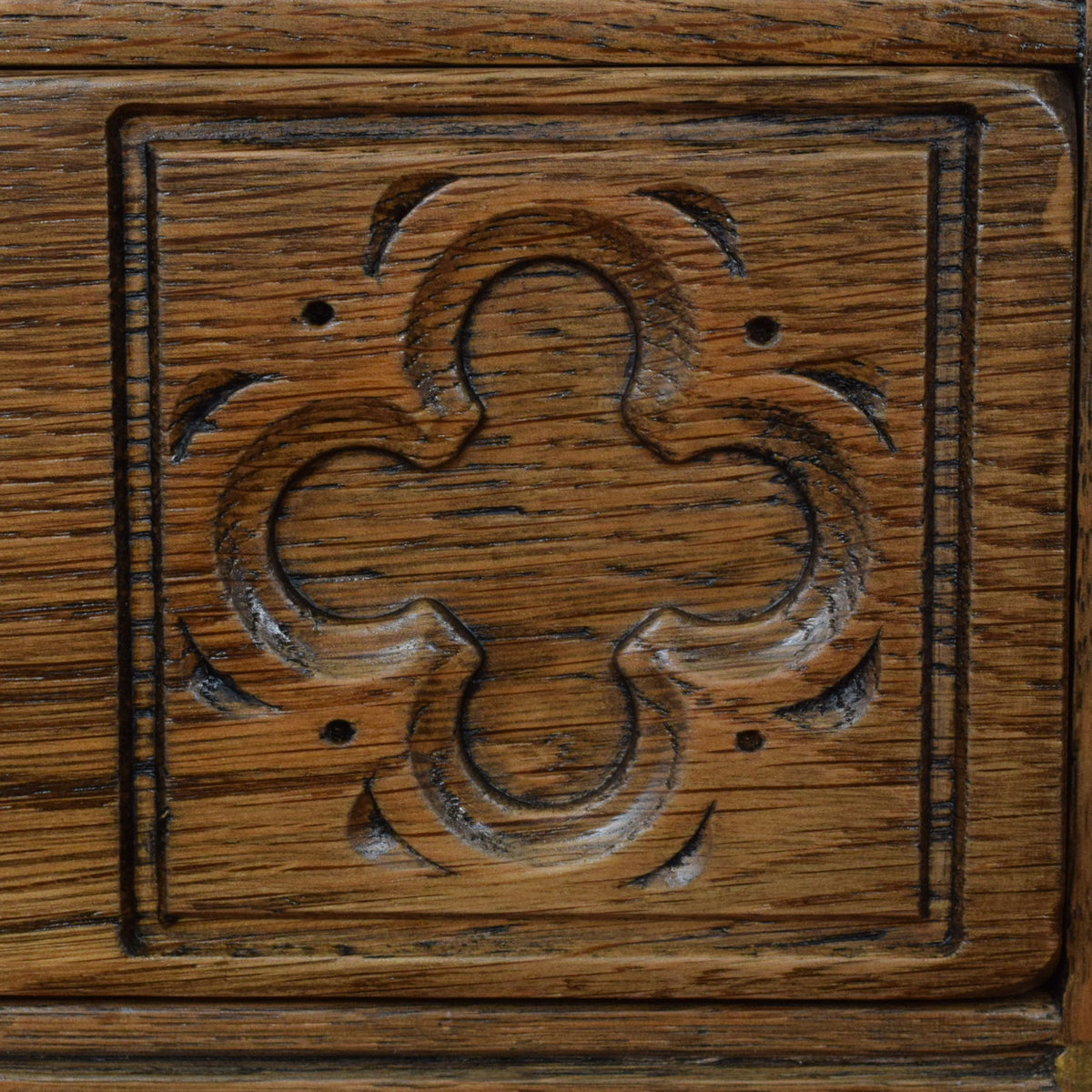 Restored Oak Linenfold Low Bookcase