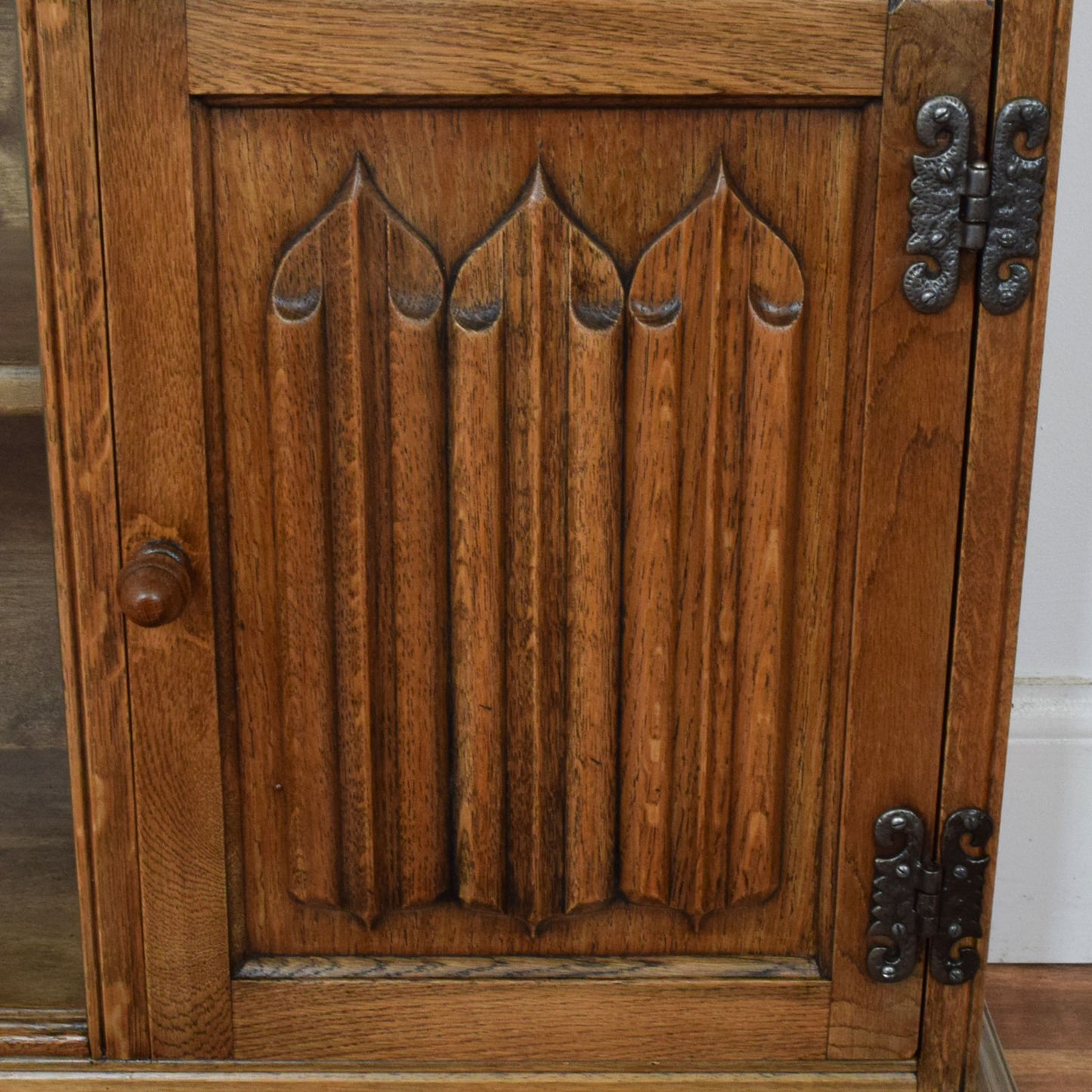 Restored Oak Linenfold Low Bookcase