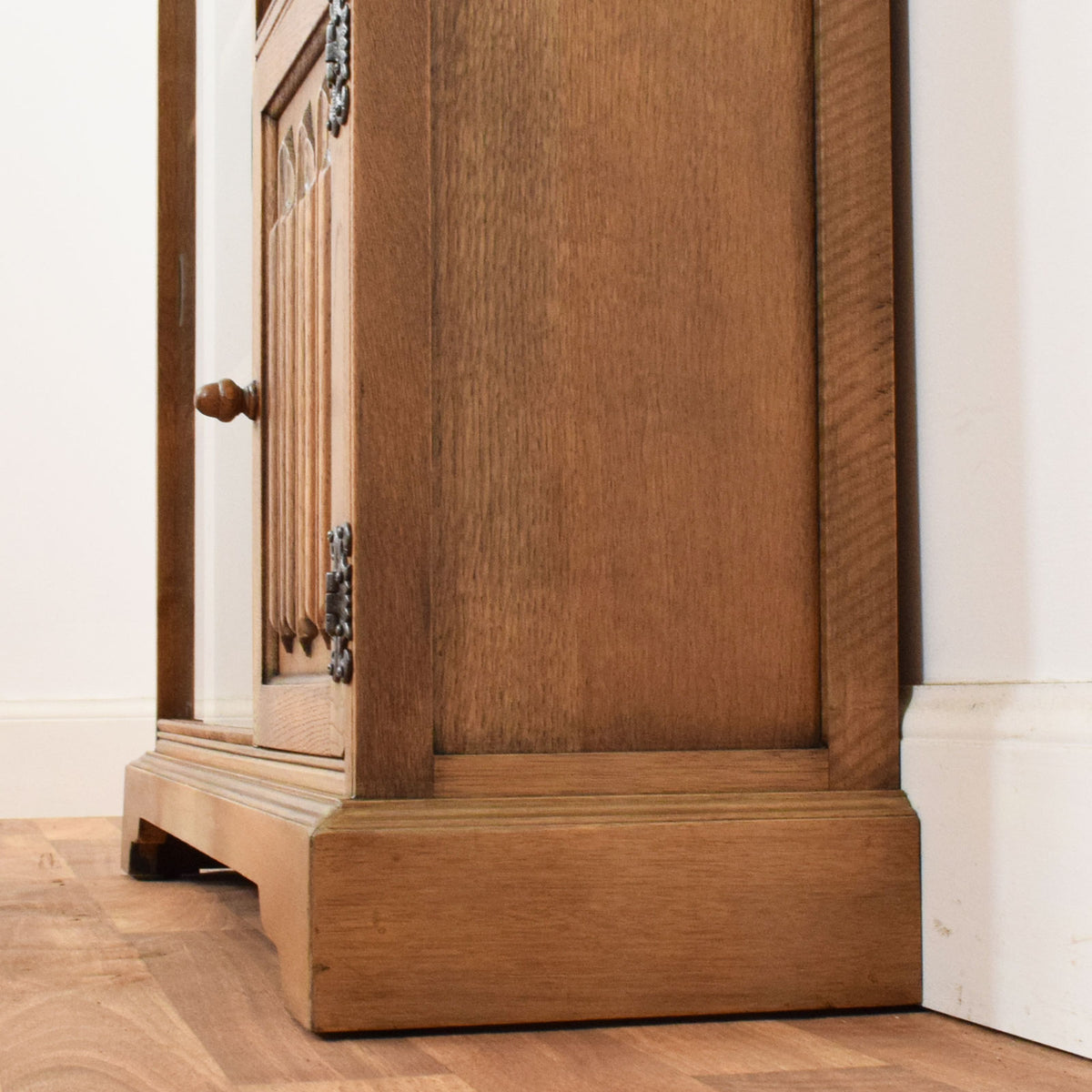 Restored Oak Linenfold Low Bookcase