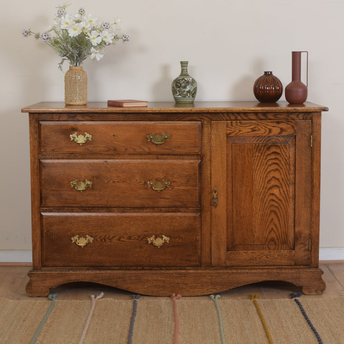 Vintage Solid Oak Sideboard