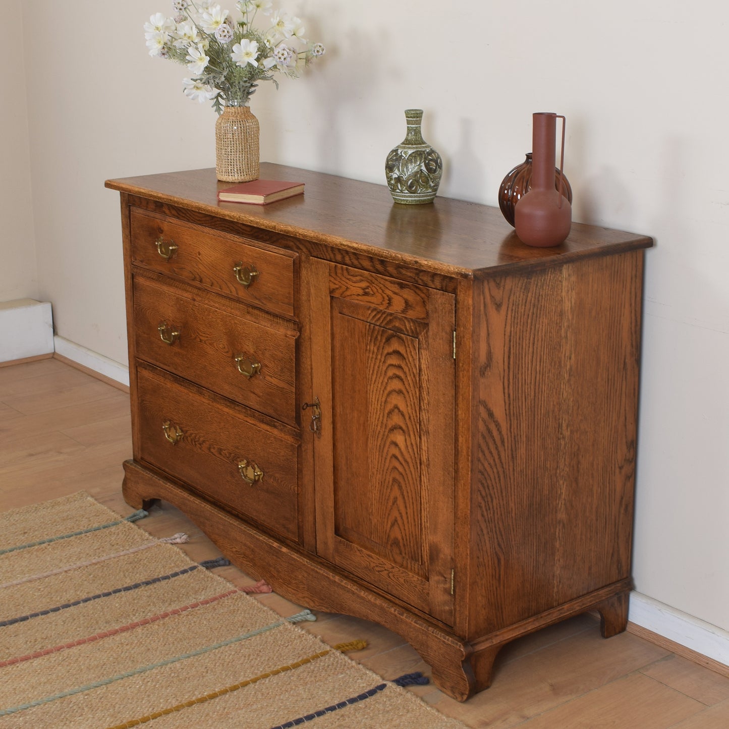 Vintage Solid Oak Sideboard