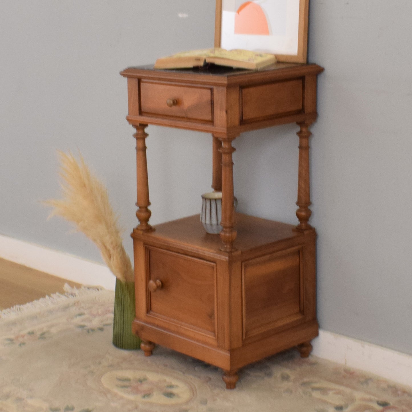 Marble Top Oak Hall Table