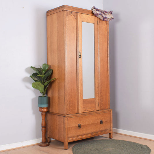 Oak Mirrored-Door Wardrobe