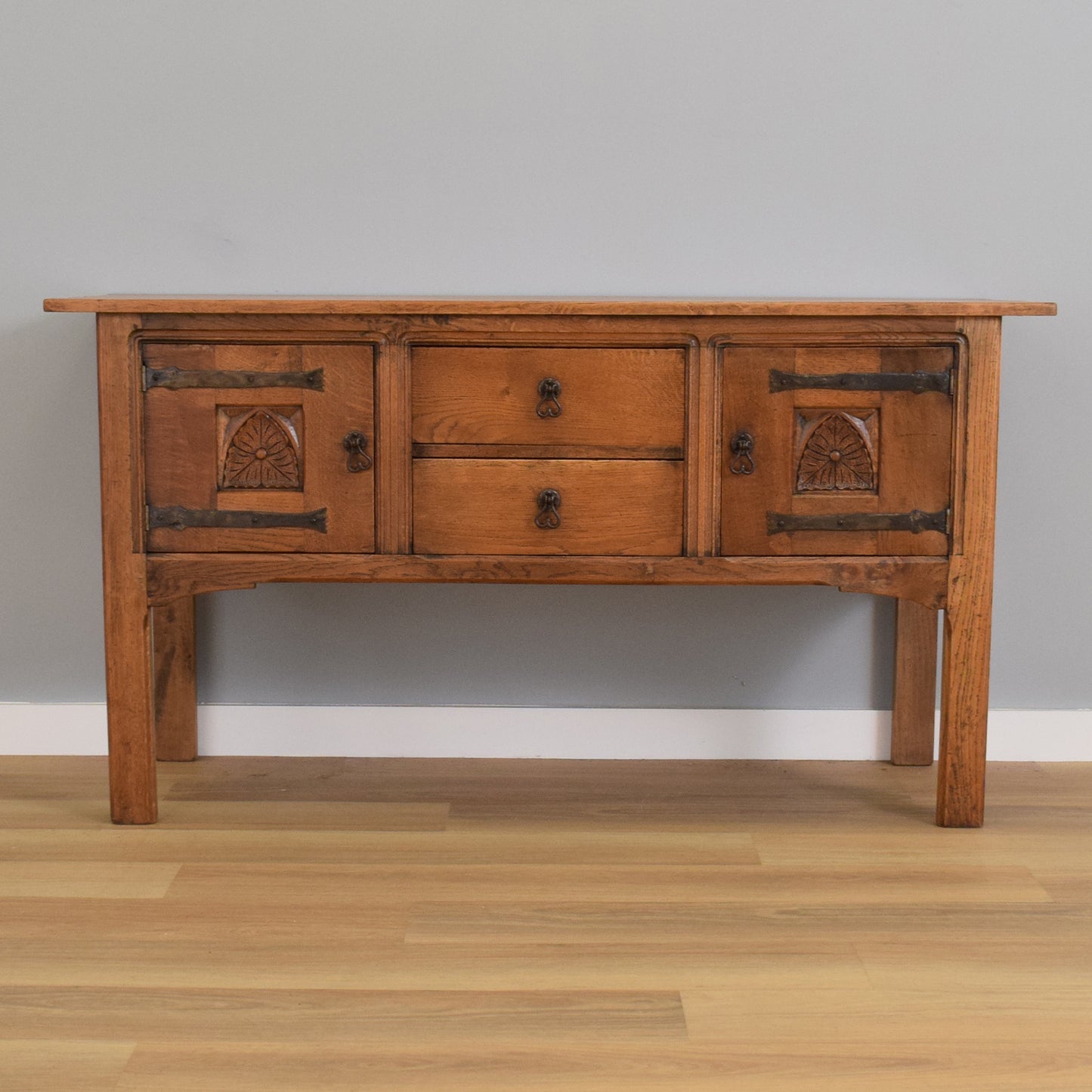 Rustic Oak Carved Sideboard