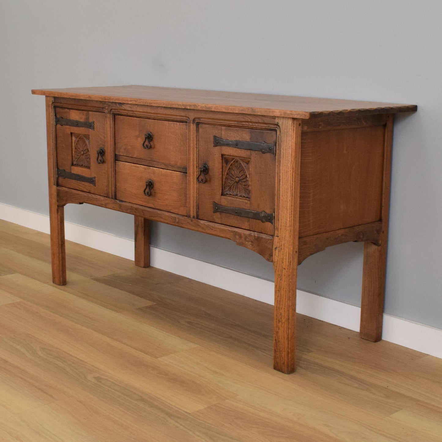 Rustic Oak Carved Sideboard