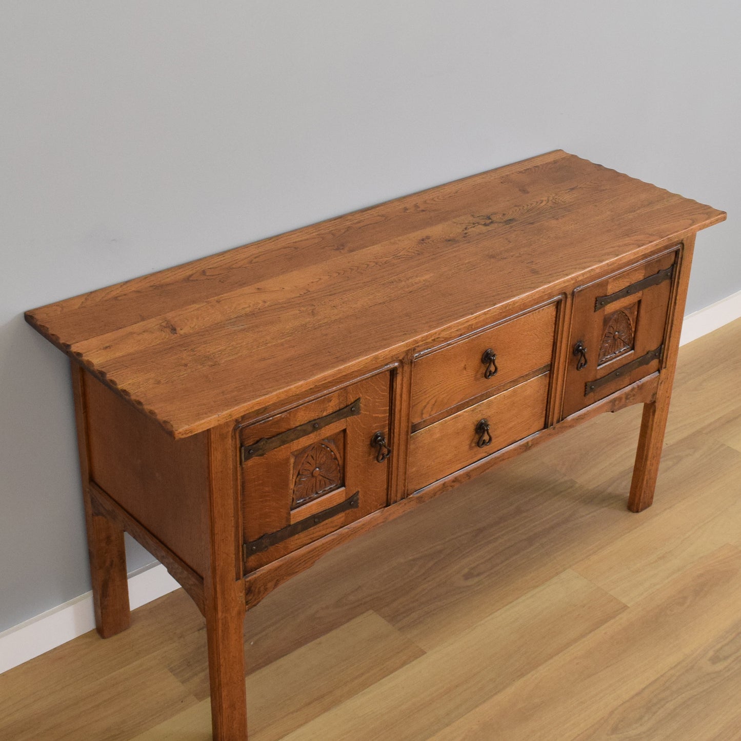 Rustic Oak Carved Sideboard