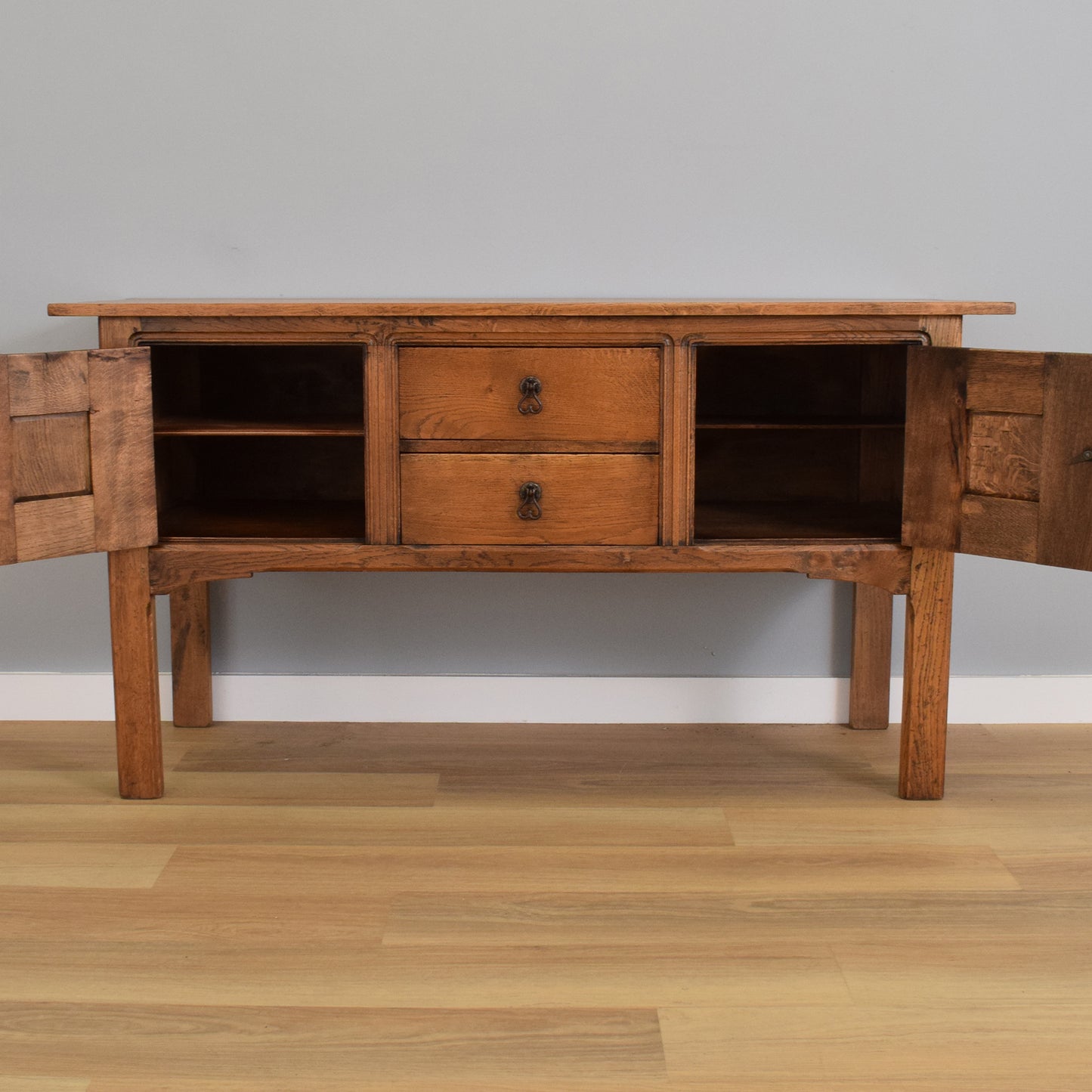 Rustic Oak Carved Sideboard