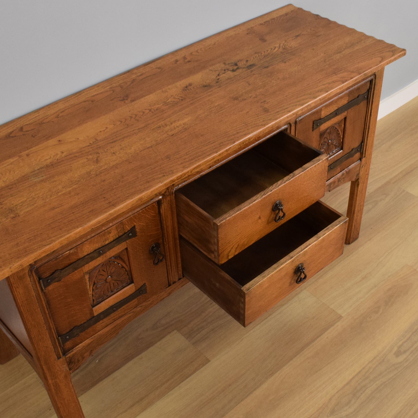 Rustic Oak Carved Sideboard