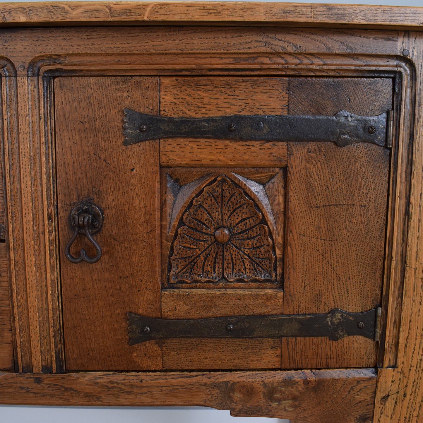 Rustic Oak Carved Sideboard