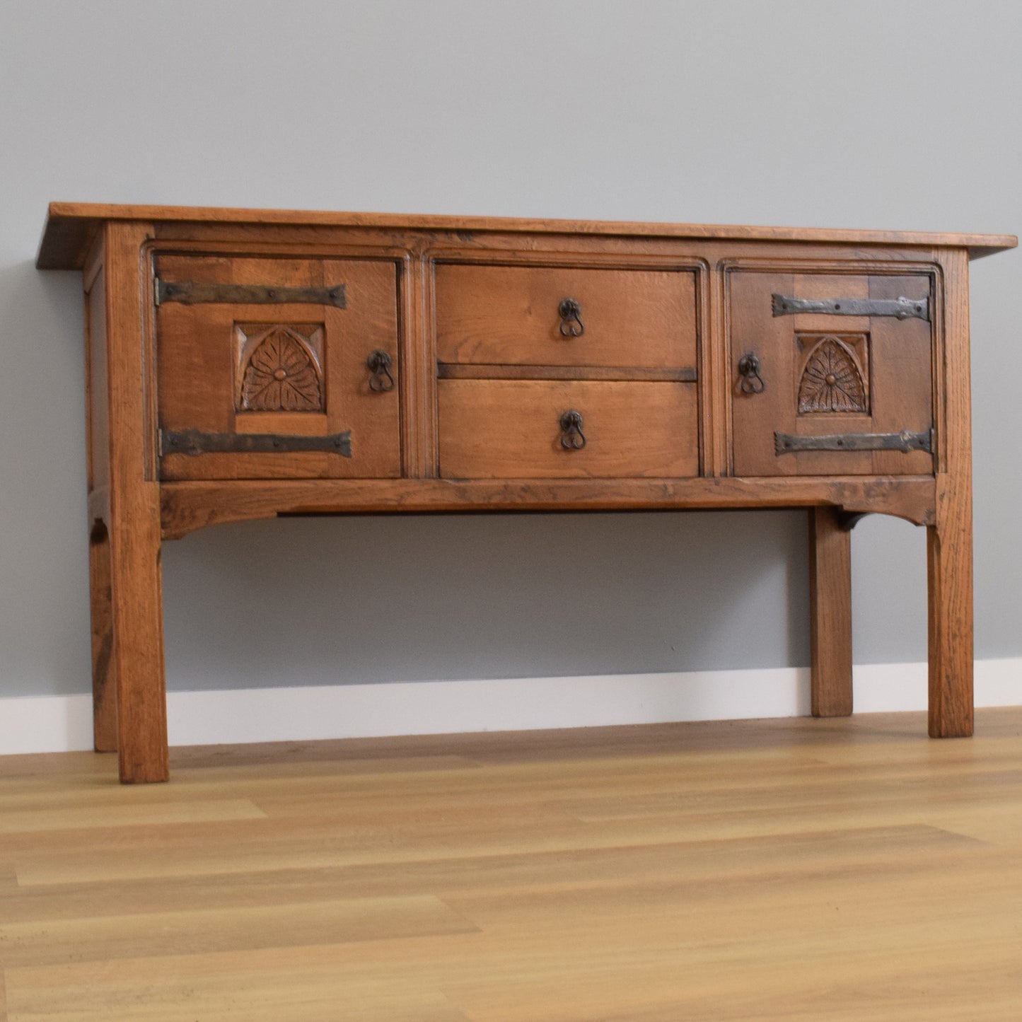 Rustic Oak Carved Sideboard