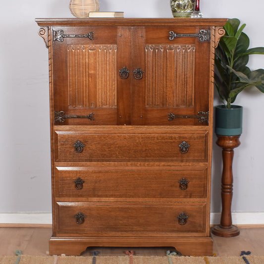 Oak Linenfold Tallboy