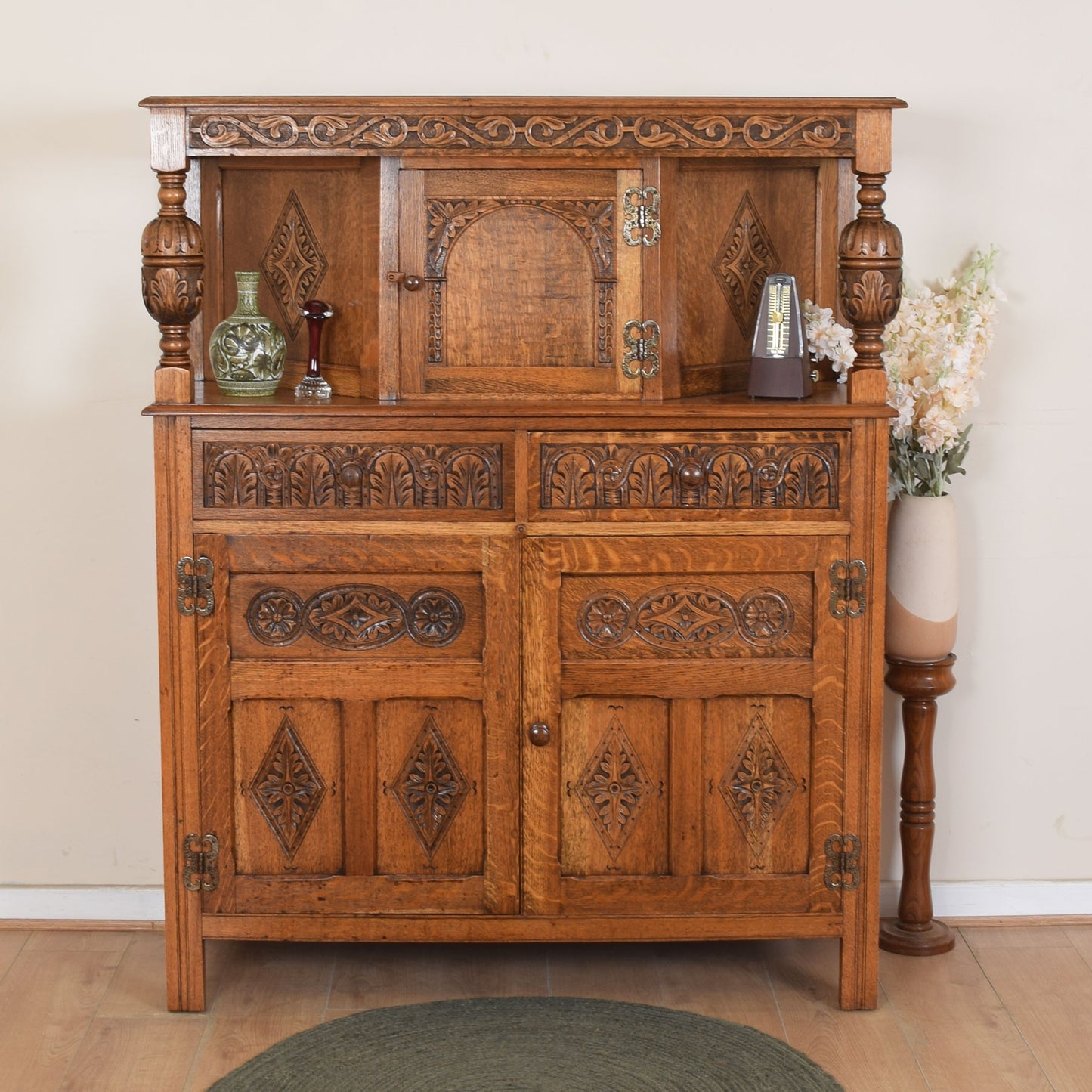 Vintage Oak Court Cabinet