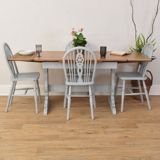 Painted Extendable Table And Four Chairs