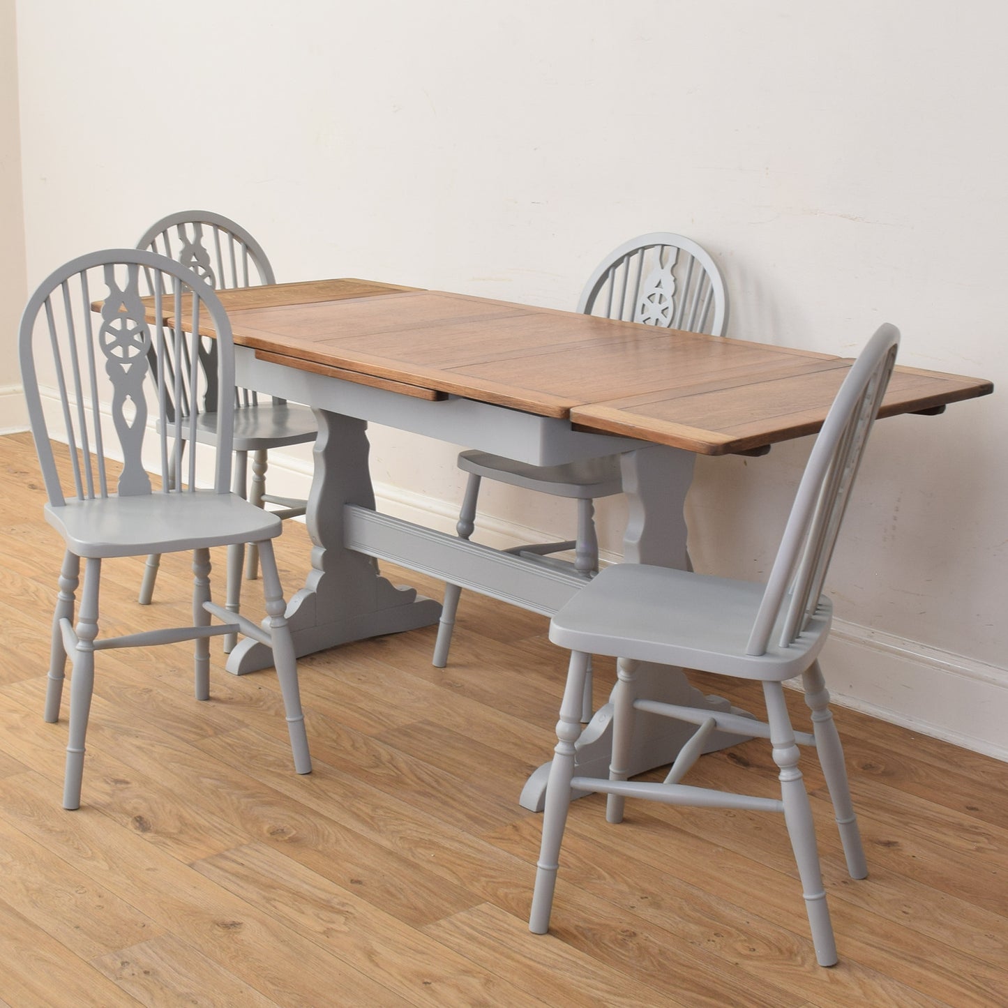 Painted Extendable Table And Four Chairs