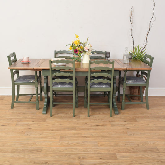 Painted Table And Six Chairs