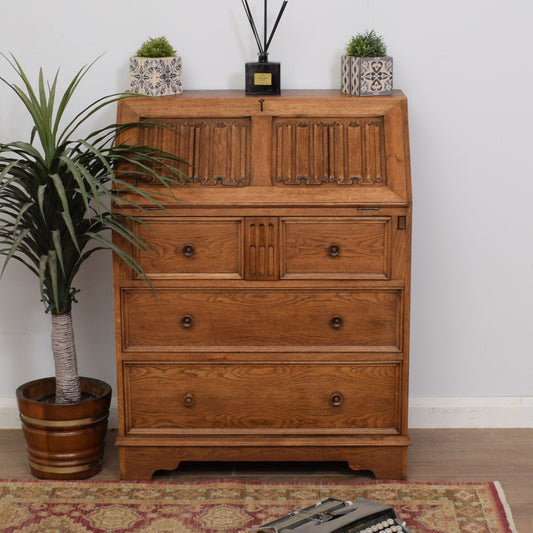 Oak Linenfold Bureau