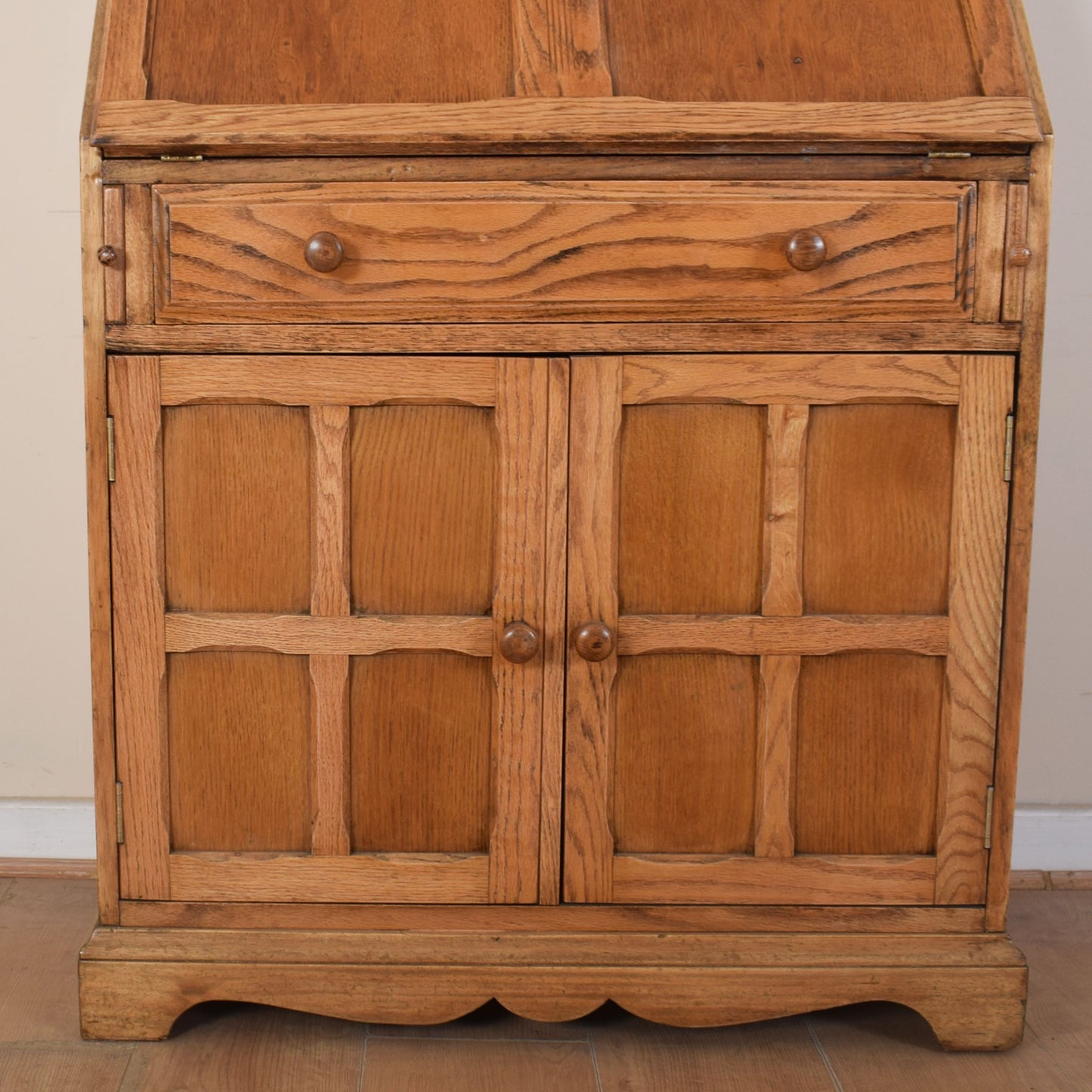 Oak Glazed Bureau Bookcase