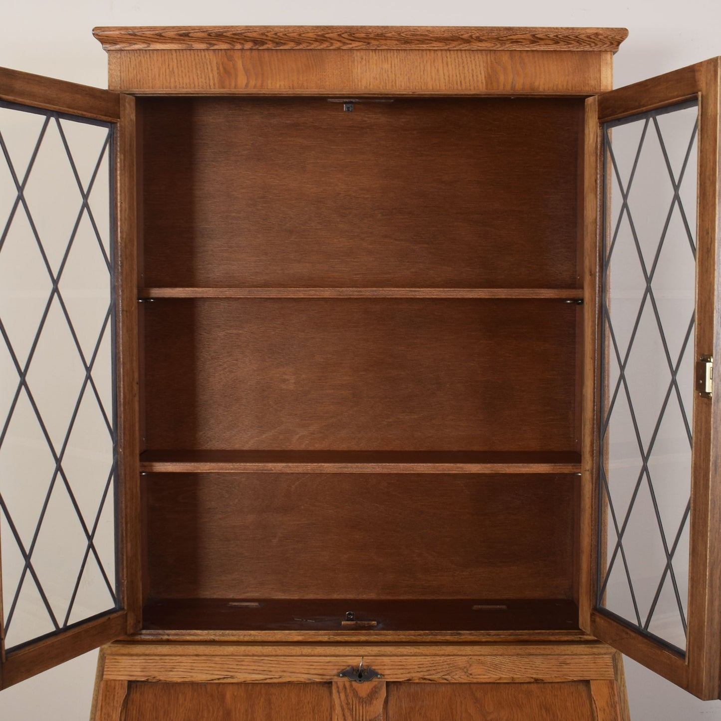 Oak Glazed Bureau Bookcase